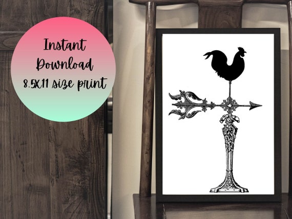 Printable Rooster Farmhouse Country Arrow Vintage Digital | Etsy
