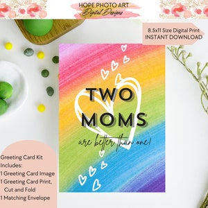 Happy Mother's Day Card, Two Moms, Greeting Card, Pride Card, Rainbow, Lesbian Gift, LGBTQ gift, Gay Moms Baby Shower, Gay Card, Printable image 5
