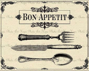 Printable Bon Appetit Placemat, Farmhouse Kitchen Collage (Digital Download)