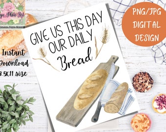 Bread Clipart, Food Clipart, Prayer, Blessing, Baker, Produce, Lunch Bag, Bread Box, Iron on Transfer, Cookbook, Sublimation, PNG, Cricut