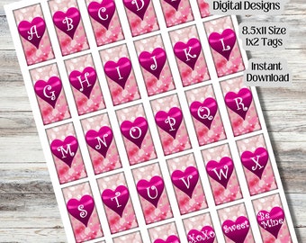 Printable Confetti Valentine Candy Hearts 1x2 Monogram Phrases Digital Collage Sheet domino pendants jewelry photo trays scrapbookiing