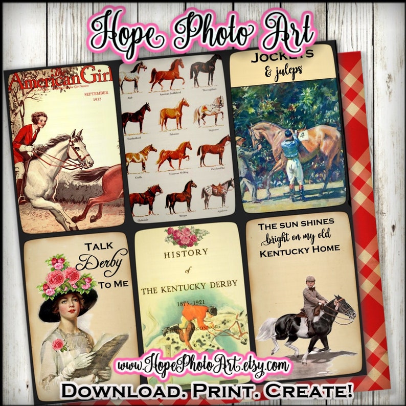 Printable Kentucky Derby Cards Vintage Ephemera Horse Race - Etsy