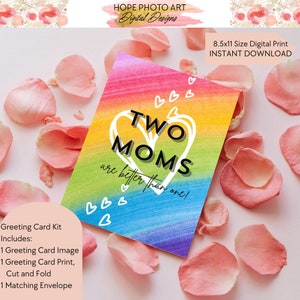 Happy Mother's Day Card, Two Moms, Greeting Card, Pride Card, Rainbow, Lesbian Gift, LGBTQ gift, Gay Moms Baby Shower, Gay Card, Printable image 6
