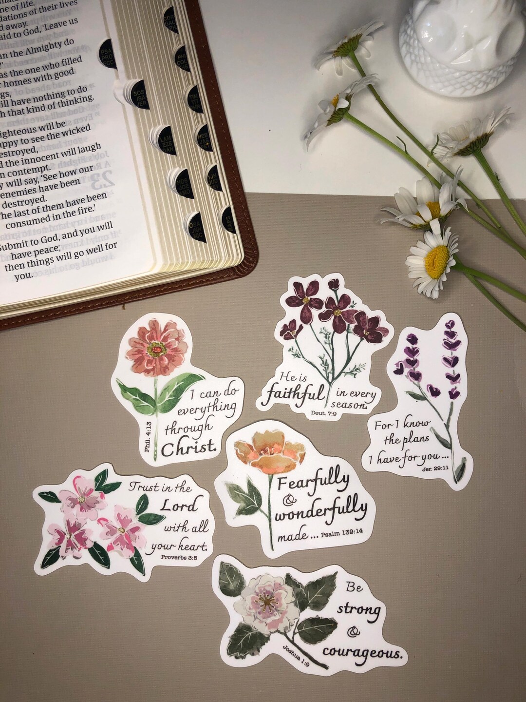 Floral Scripture Sticker Pack: Watercolor Christian Stickers - Etsy