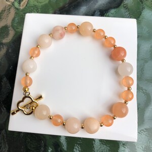 Pink Aventurine  Stone and Gold Filled Beaded Bracelet. Luck and Prosperity!