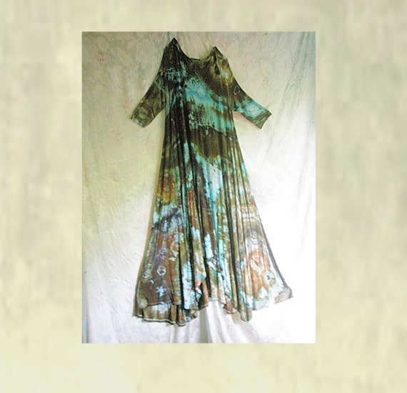 Extra Large Ice dyed Geode Tied Long Dress Rayon Jersey Knit