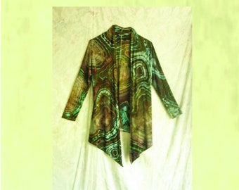 Jaqueta Geode Tied Ice Dyed Grande a X Grande Malha de Jersey Rayon