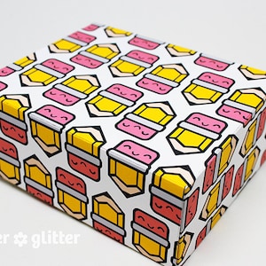 Printable Gift Wrapping Idea Paper School or Teacher Pencil PDF Editable Text
