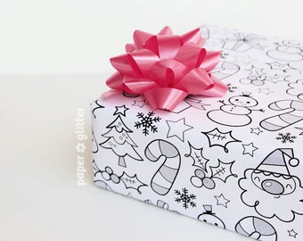 Papier cadeau imprimable ou couverture de livre PDF Noël 24 x 36 pouces