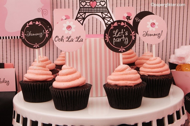 Paris Ooh La La Party Invitation and Kit, Printable Decoration Supplies for Birthday Girl Printable Party Kit PDF Complete Set image 2