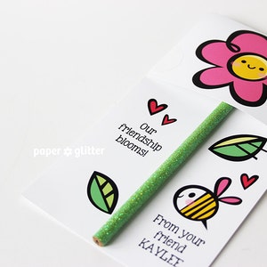 Valentine Flower Pencil Holder Valentine Printables DIY Paper Craft - Editable Text PDF-You type in the text to personalize  P006