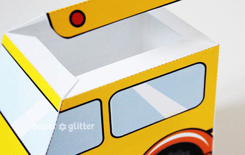 School Bus Favor Box Truck Paper Craft Toy for back to school or end of year activities Editable Text Printable PDF 0111 image 4