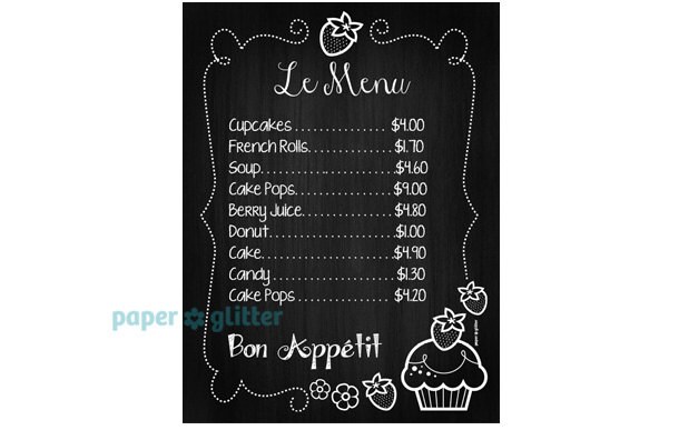 Strawberry Cupcake Chalkboard Art Poster Paper Printable - Etsy