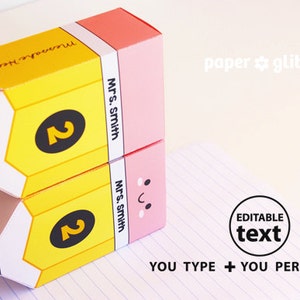 Pencil Box School Printable Paper Toy Editable Text PDF image 2