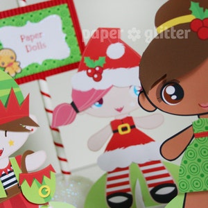 Printable Paper Dolls for Christmas Holiday Season with coloring sheets image 1