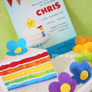 Rainbow Paper Cake Slice favor baking party box printables Editable Text Printable PDF 1051 image 4