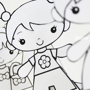 Paper Dolls COLORING PAGES Printables Kit - PDF