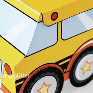 School Bus Favor Box Truck Paper Craft Toy for back to school or end of year activities Editable Text Printable PDF 0111 image 5