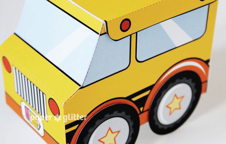 School Bus Favor Box Truck Paper Craft Toy for back to school or end of year activities Editable Text Printable PDF 0111 image 5