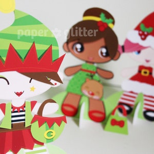 Printable Paper Dolls for Christmas Holiday Season with coloring sheets image 2