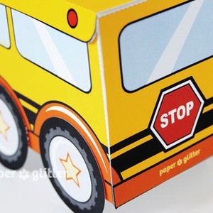 School Bus Favor Box Truck Paper Craft Toy for back to school or end of year activities Editable Text Printable PDF 0111 image 3