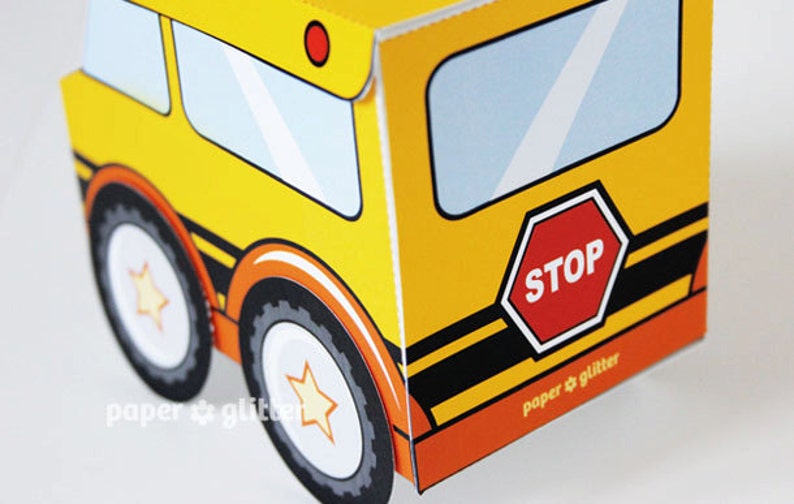 School Bus Favor Box Truck Paper Craft Toy for back to school or end of year activities Editable Text Printable PDF 0111 image 3