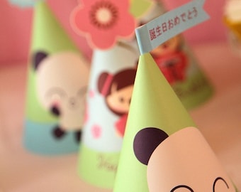 Panda Cherry Blossom Japanese Kawaii Love Birthday Party Kit-Printable PDF Complete Set 0006