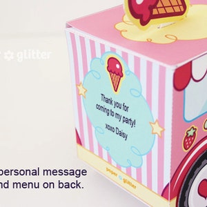 Ice Cream Party Favor Box Truck Paper Craft Toy Pink - Editable Text ...