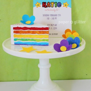 Rainbow Paper Cake Slice favor baking party box printables Editable Text Printable PDF 1051 image 2