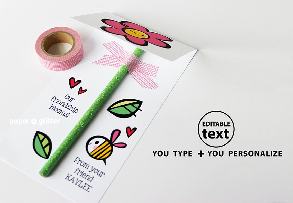 Valentine Flower Pencil Holder Valentine Printables DIY Paper Craft ...