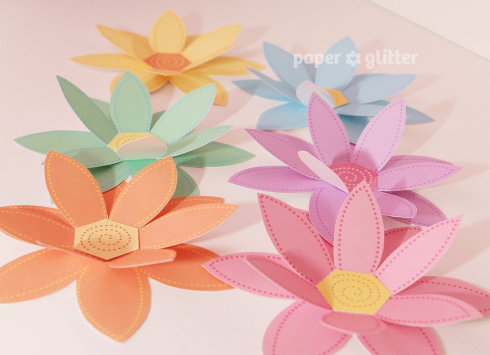 Paper Flowers PASTEL Rainbow Paper Craft Set 2 Sizes Etsy