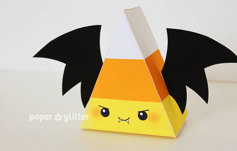 Halloween Bat Vampire Candy Corn Printable Favor Box for Party or Birthday Editable Text Printable PDF 1064 image 1