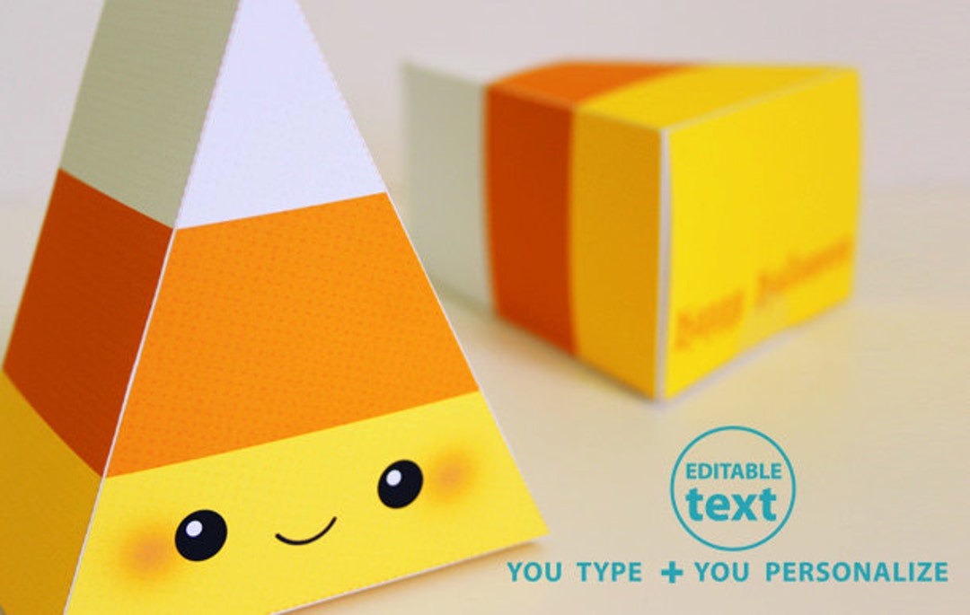 Halloween Candy Corn Printable Favor Box for Party or Birthday Editable ...
