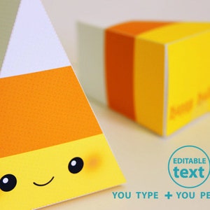 Halloween Candy Corn Printable Favor Box for Party or Birthday Editable Text Printable PDF 1063