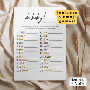 Jeu d'emoji pour baby shower Comptines pour bébé Emoji Pictionary livre pour enfants Emoji jeu pour baby shower