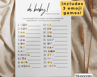Juego Pictionary de Emojis para Baby Shower: Canciones Infantiles (Descarga Digital)