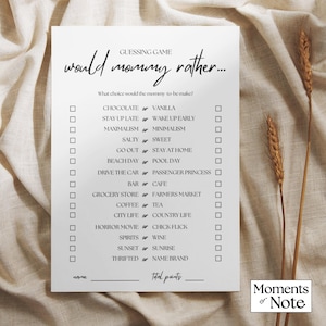 Would Mommy Rather Baby Shower Game Printable Would She Rather Who Knows Mommy Best