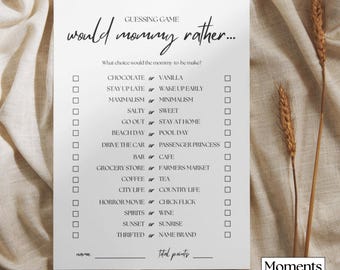 Would Mommy Rather Baby Shower Game: Printable Canva Template (5x7 & 8.5x11 inches)