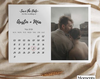 Plantilla de foto de calendario para guardar la fecha de boda