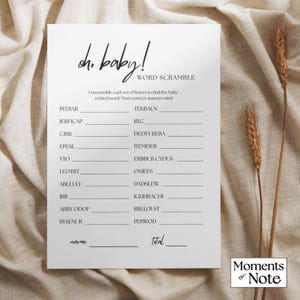 Baby Word Scramble Printable Baby Shower Word Game Baby Word Games Scramble Baby Shower Game