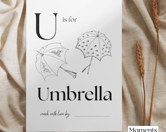 Plantilla para el primer libro del abecedario del bebé: Actividad personalizable para baby shower (Descarga digital)