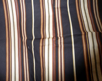 Vintage 1980's STRIPED HOME DECOR 100% Cotton/Deep Chocolate Brown with Rust N Cream Stripes/Upholstery Weight 100 Percent Cotton