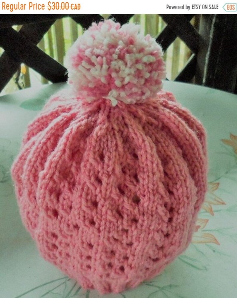 ladies pink pom pom hat