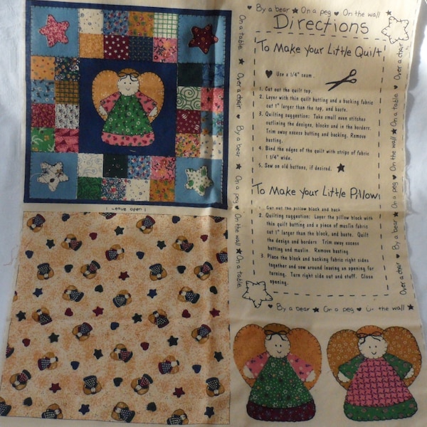 Vintage Mini Pillow Panel/Make A Mini Pillow/Cute Mini-Pillow Panel with Directions/100 Percent Cotton Mini Pillow Panel to Quilt n Sew