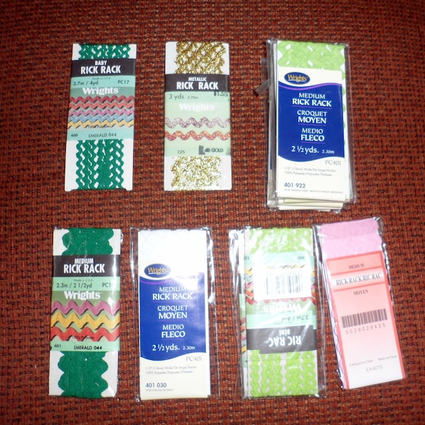 13 ASSORTED Packages of Variable Sized RICK RACK/ Assorted Colorways/ Destash Sewing Notions