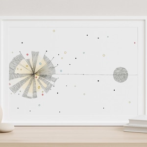 Stampa artistica Stellar Burst – Arte murale geometrica del sole – Poster celeste boho senza cornice A5 A4 A3