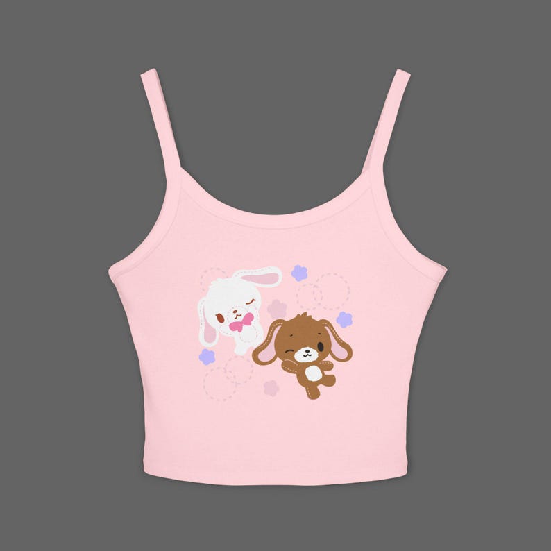 SugarBunnies Shirousa Kurousa Tank Top - Cutecore Jojifuku Shirt - Pinkcore Kawaii Sanrio T-shirt - Anime Hello Kitty Tshirt zdjęcie 1