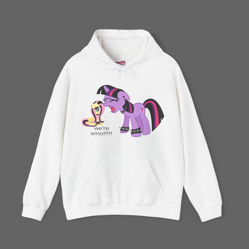 MLP My Little Pony We're emo Hoodie Shirt - Scenecore Emo Long Sleeve Tee - 2000's cartoon meme Sweatshirt, Emo MLP Hoodie, Scene Style image 2