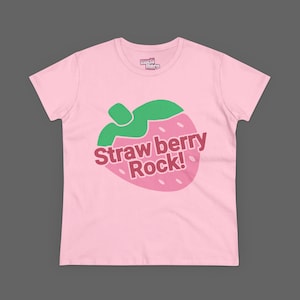 Strawberry Rock! Tee - Slim Fit Size Cutecore T-shirt - PinkCore Japanese Style Shirt - Kawaii Jojifuku Anime Shirt
