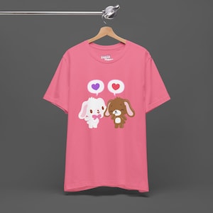 SugarBunnies Kurousa Shirousa Tee - Valentines Day Cutecore Jojifuku Shirt - Pinkcore Kawaii Sanrio T-shirt - Anime Hello Kitty Tshirt image 1